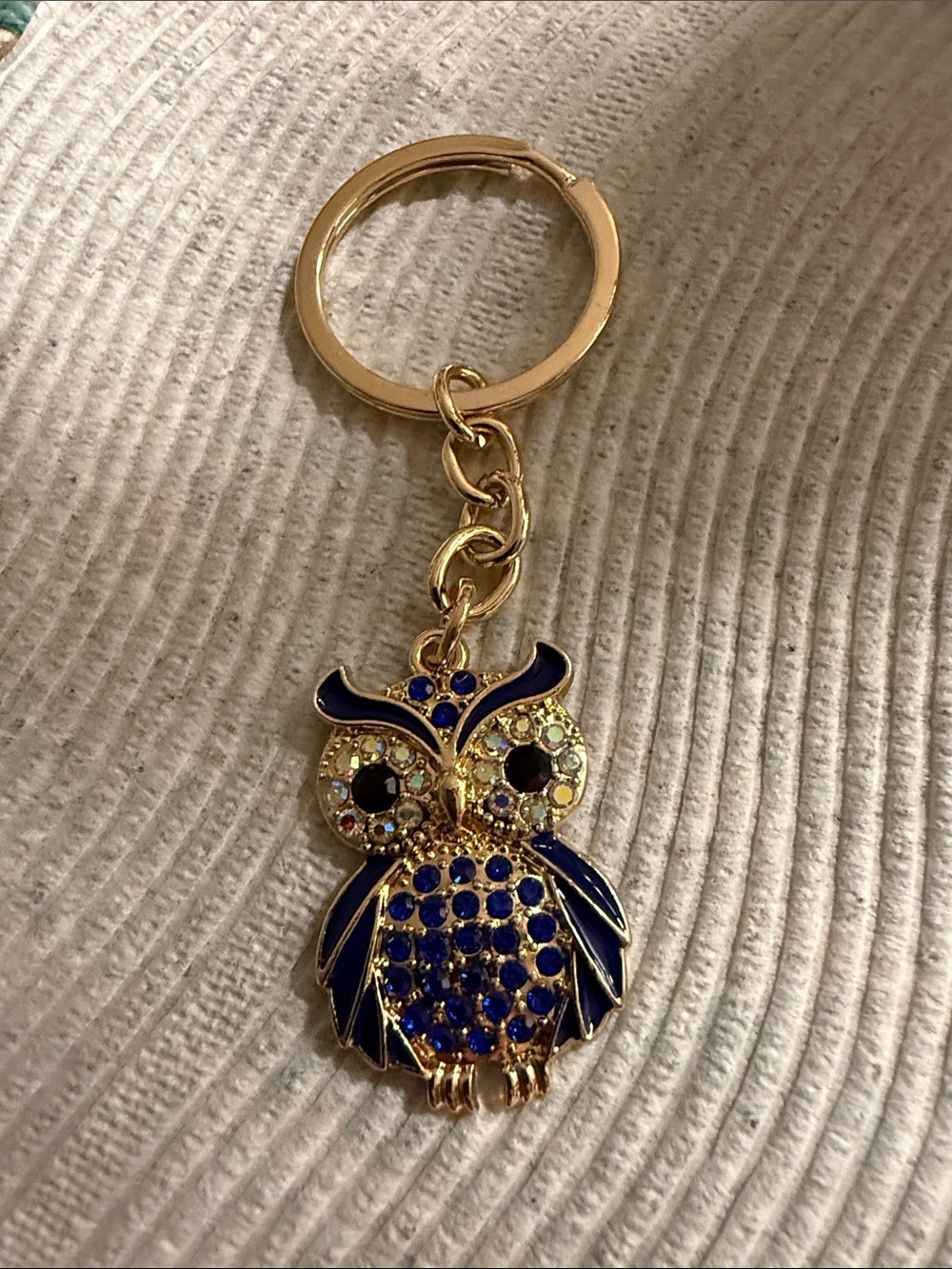 🌻🍁Gold and Blue Owl Keychain Charm